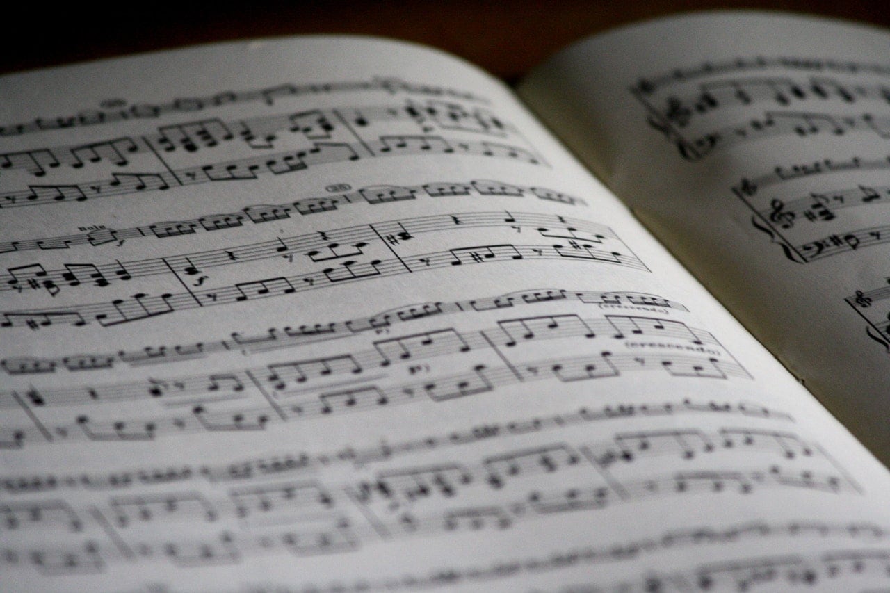 A book of sheet music.