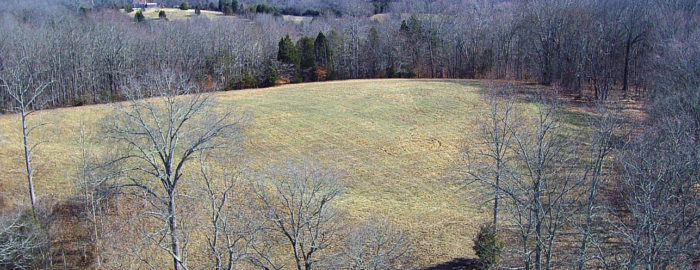 Aerial shot of a large field in Tennessee.