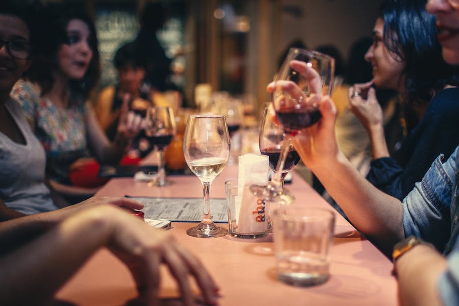 People eating dinner.