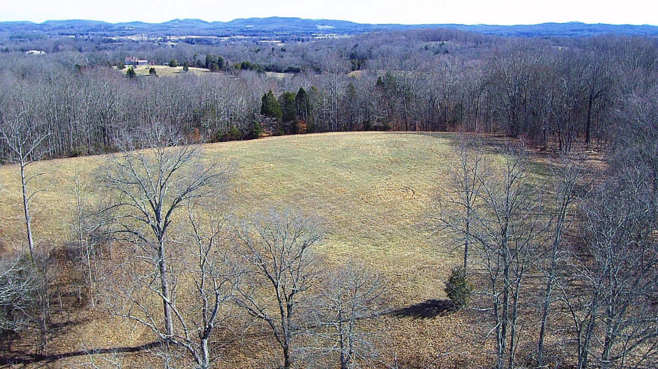 Aerial shot of a large field in Tennessee.